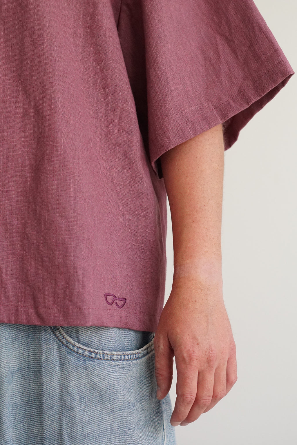 b's linnen overhemd oud-roze