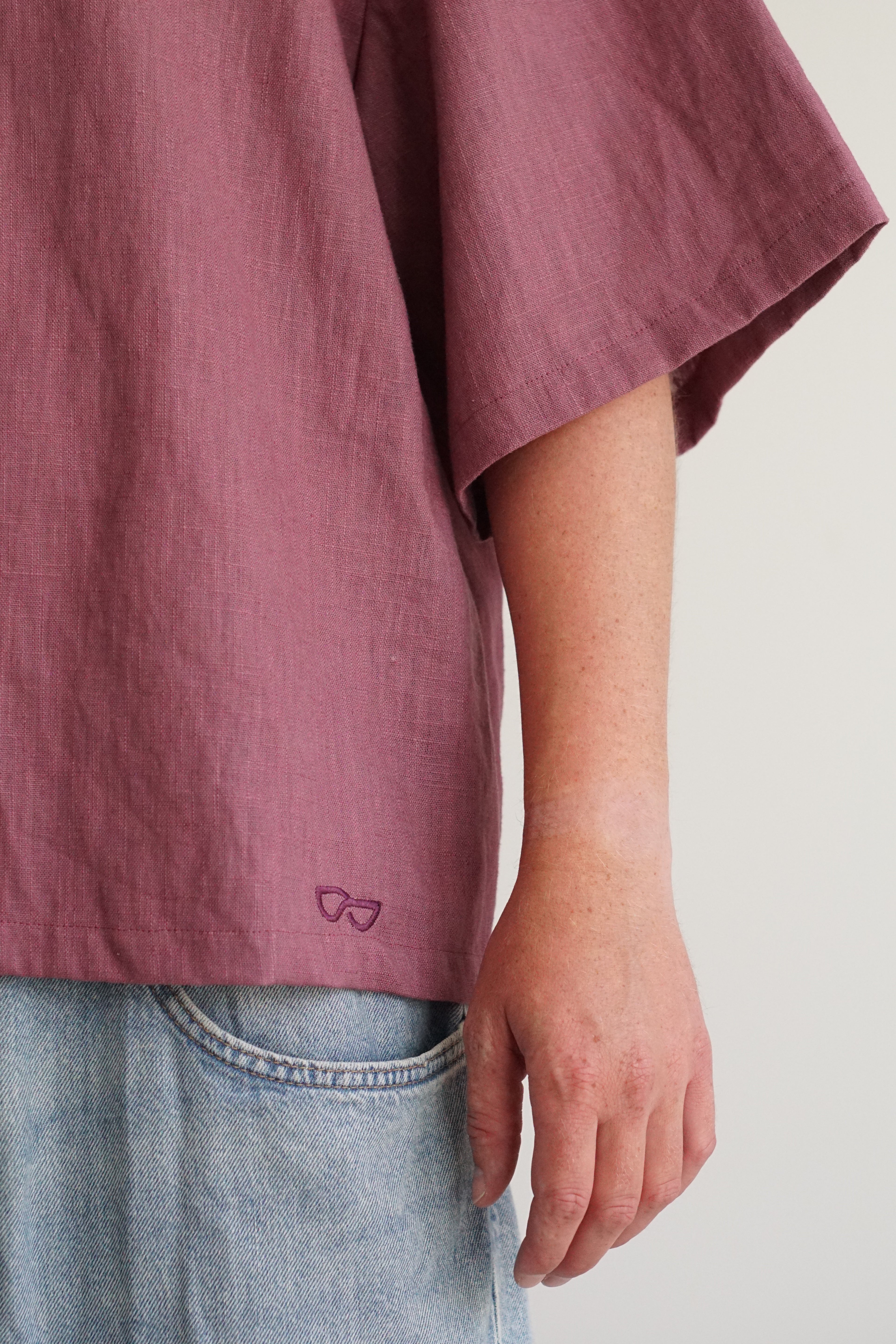 b's linnen overhemd oud-roze